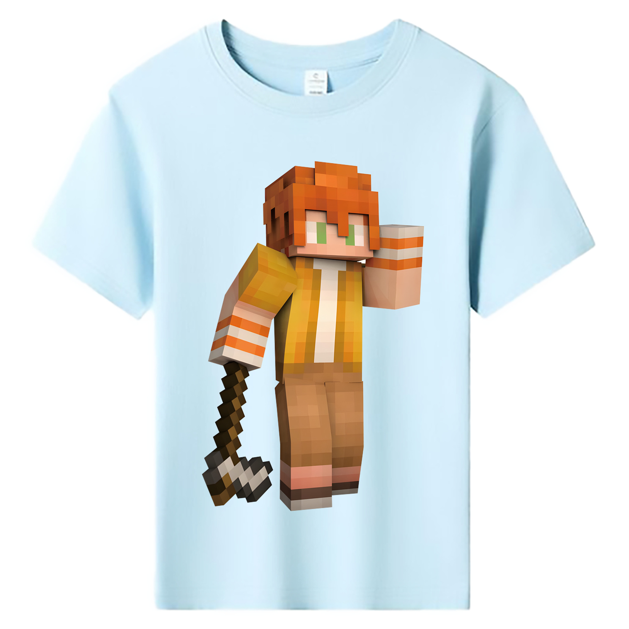 （画像用） マインクラフト ブロックの世界 Minecraft MC Block world 綿100％キッズTシャツ（フロントプリント）